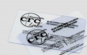 Have a clear transparent plastic business card for a futuristic look.